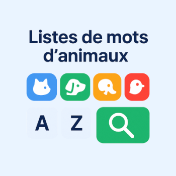 Illustration listes de mots animaux