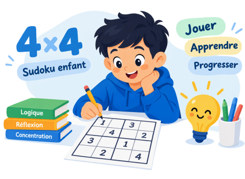 Enfant jouant à un Sudoku 4x4