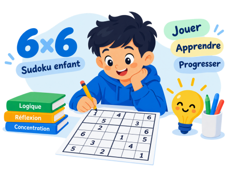 Enfant jouant à un Sudoku 6x6