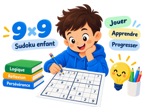 Enfant jouant à un Sudoku 9x9