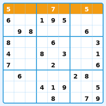 Illustration de la règle n°1 du Sudoku