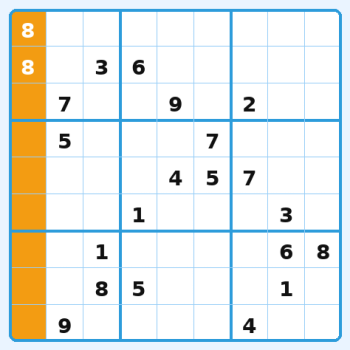 Illustration de la règle n°2 du Sudoku