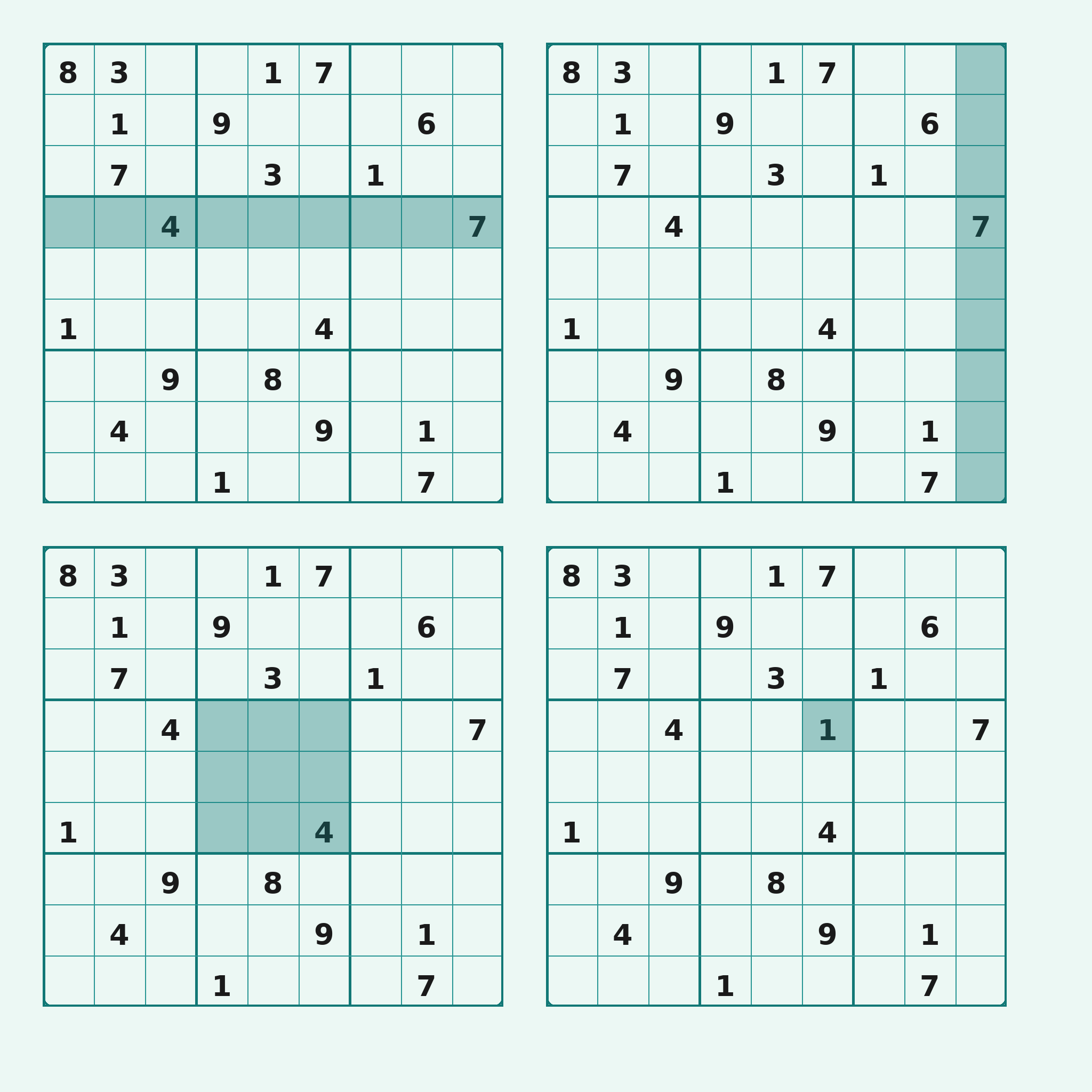 Exemple de grid 9×9 – Démonstration hidden single trouvé